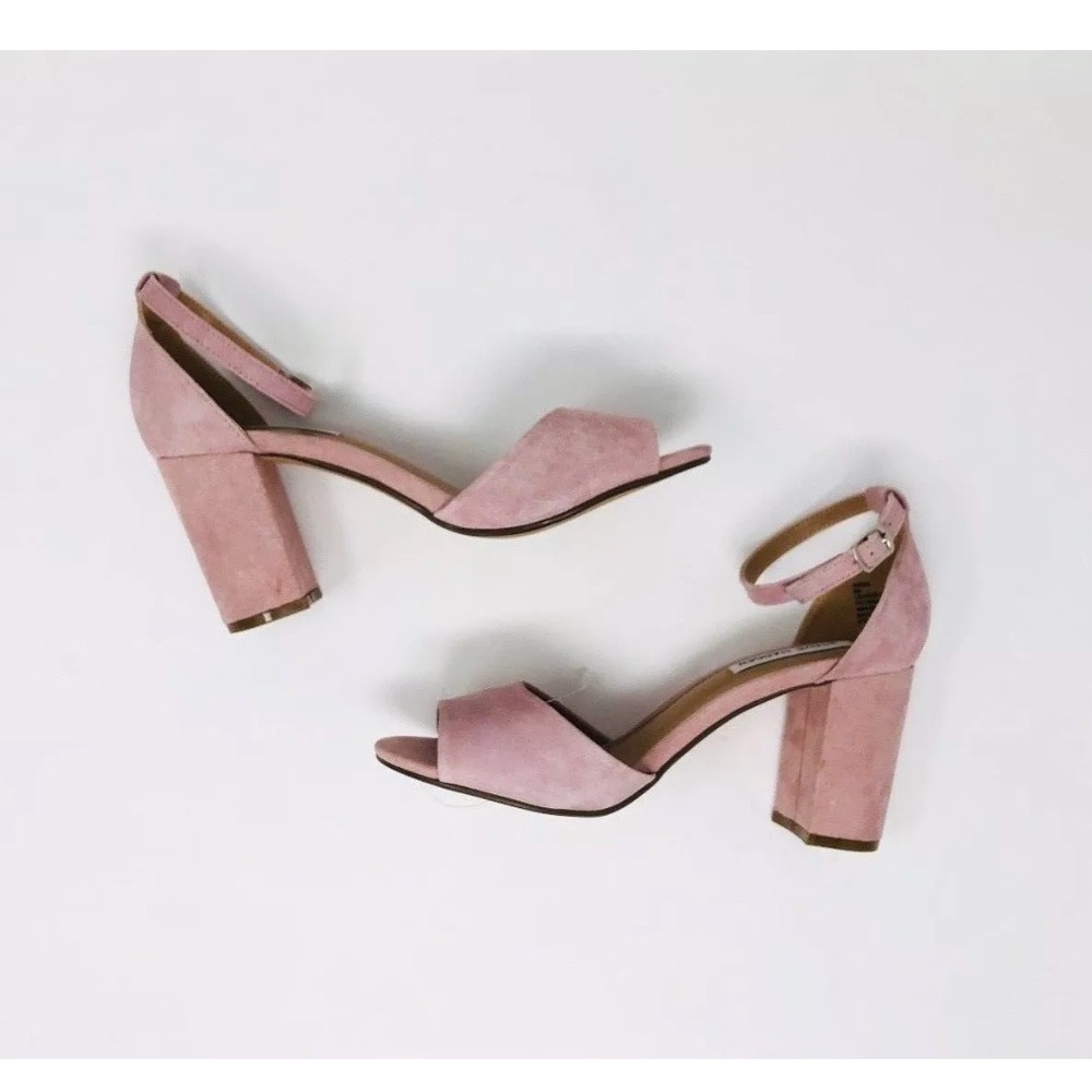 New Steve Madden Leather Suede Stacked Heel Sandal - Picture 3 of 8